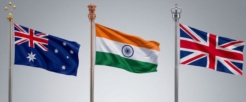 Flags of Aus, Ind, UK